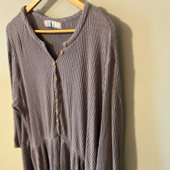 Free People Blossom Button Up Shirt Dress Ashblown Size Large - Picture 5 of 10